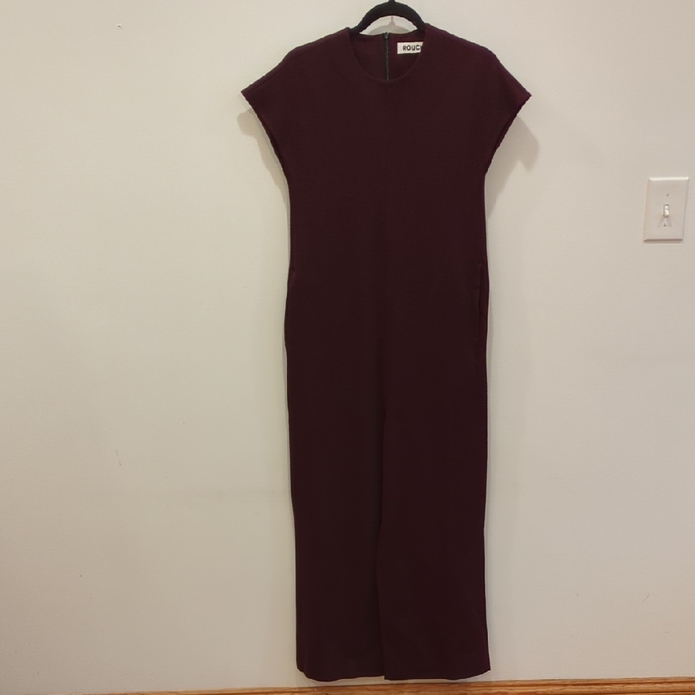 Roucha Women burgundy maroon red jumpsuit Size Small Pockets Minimalist Utility